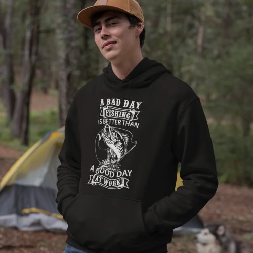 A bad day at fishing unisex hoodie black model