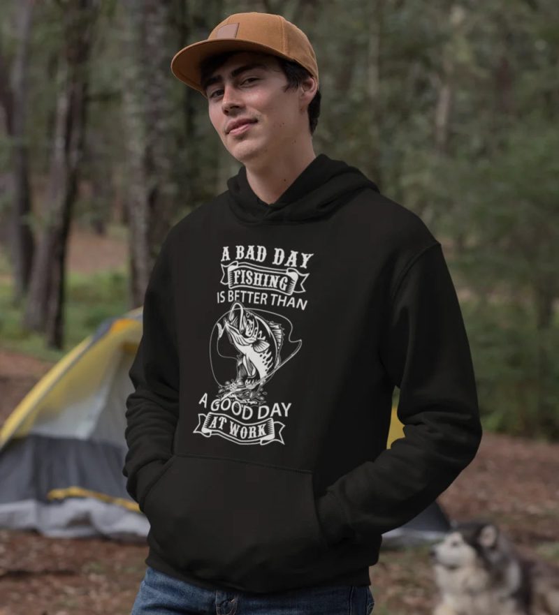 A bad day at fishing unisex hoodie black model