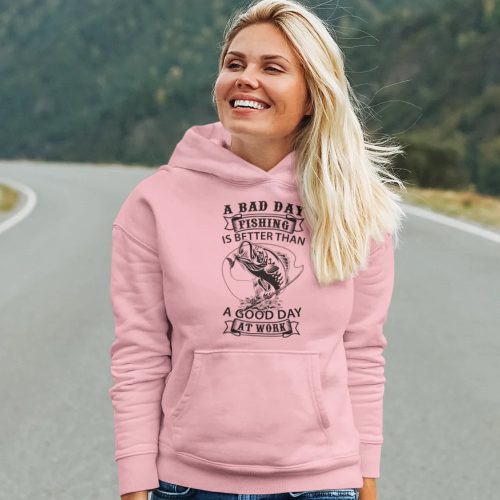 A bad day at fishing unisex hoodie pink model