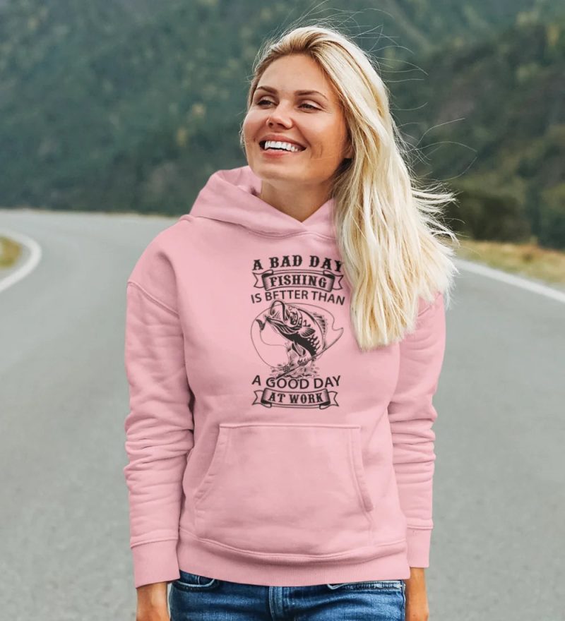 A bad day at fishing unisex hoodie pink model