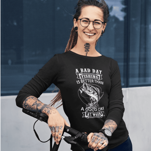 A bad day at fishing women longsleeve black model