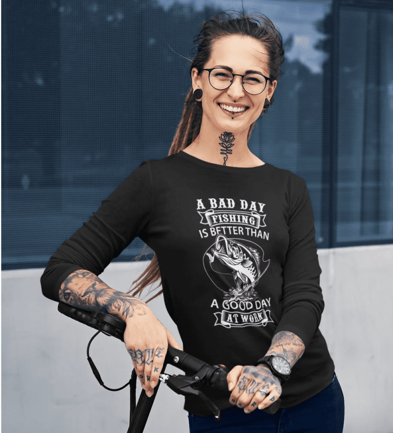 A bad day at fishing women longsleeve black model