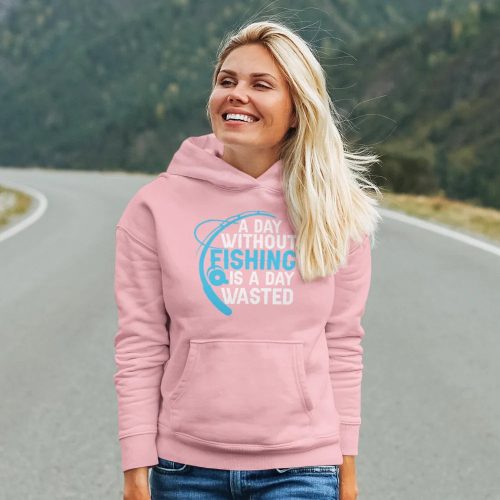 A day without fishing unisex hoodie pink model