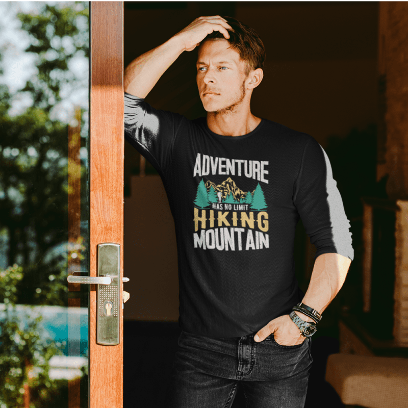 Adventure Has No Limit Men Longsleeve Black Model