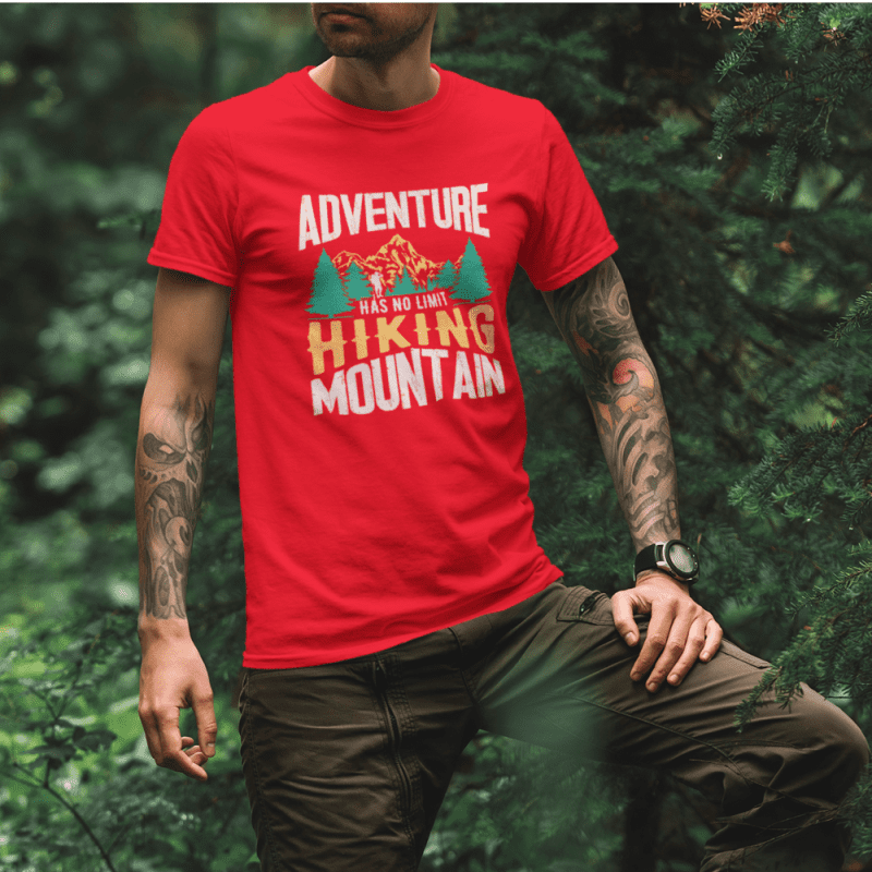 Adventure Has No Limit Men T Shirt Red Model