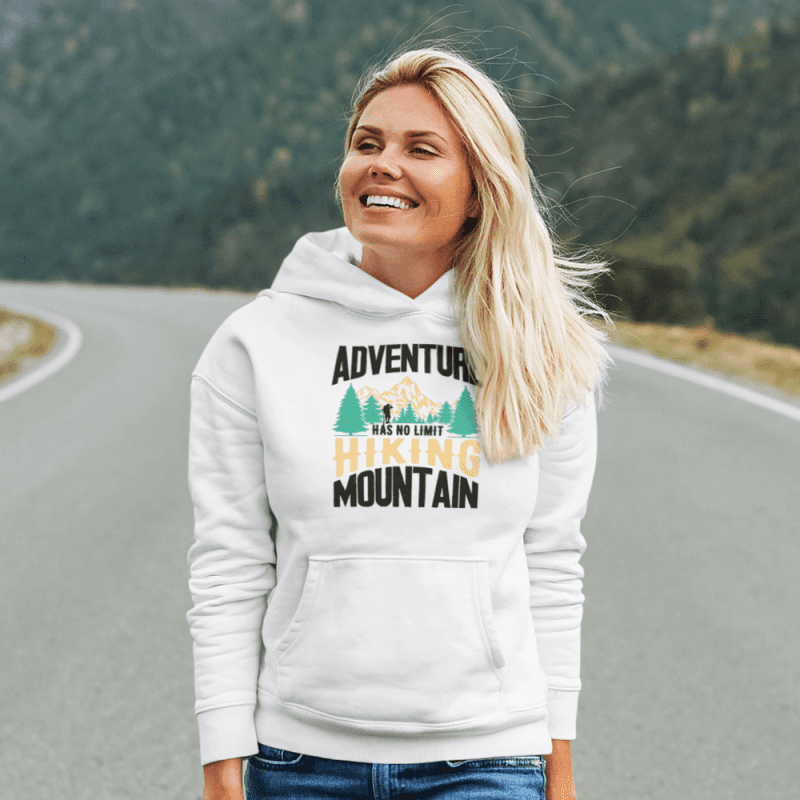 Adventure Has No Limit Unisex Hoodie White Model F