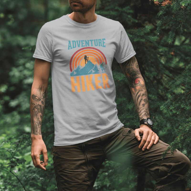 Adventure Hiker Man T Shirt Gray Model