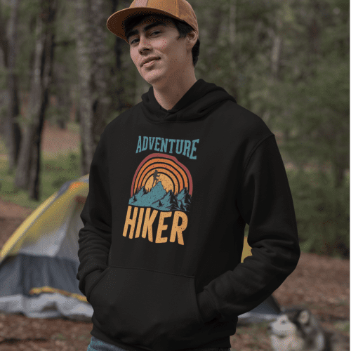 Adventure Hiker Unisex Hoodie Black Model