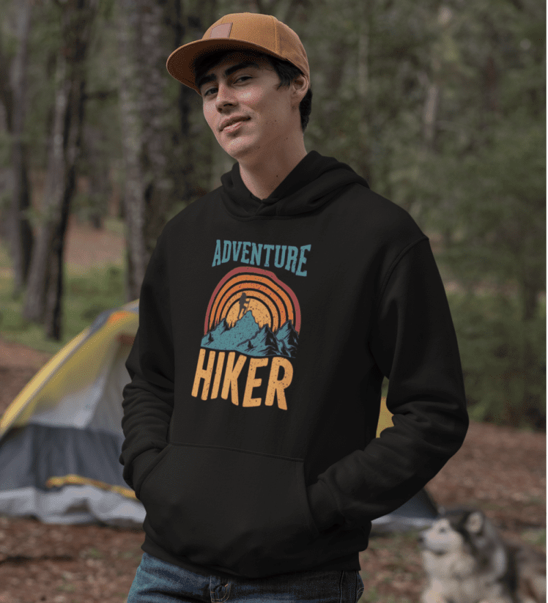 Adventure Hiker Unisex Hoodie Black Model