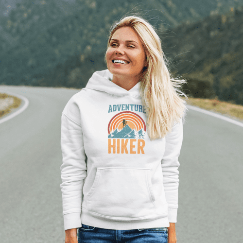 Adventure Hiker Unisex Hoodie White F