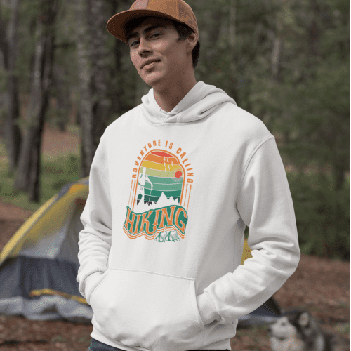 Adventure Is Calling Unisex Hoodie White Model