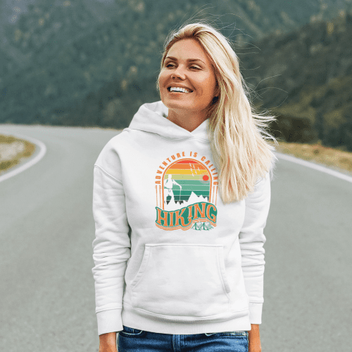 Adventure Is Calling Unisex Hoodie White Model F