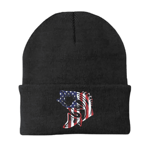 American Flag Fish Embroidered Beanie