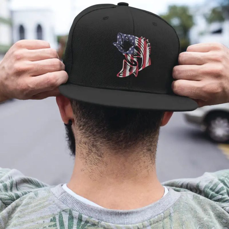 American flag fish flatbill hat black model