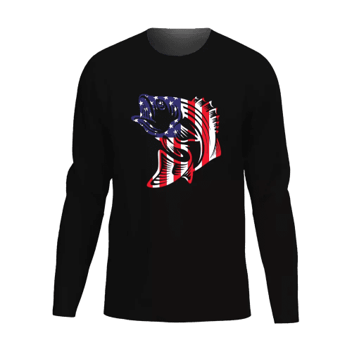 American Flag Fish Men Long Sleeve Shirt