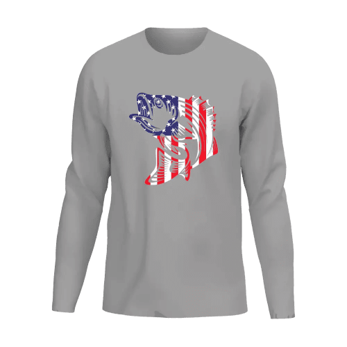 American Flag Fish Men Long Sleeve Shirt