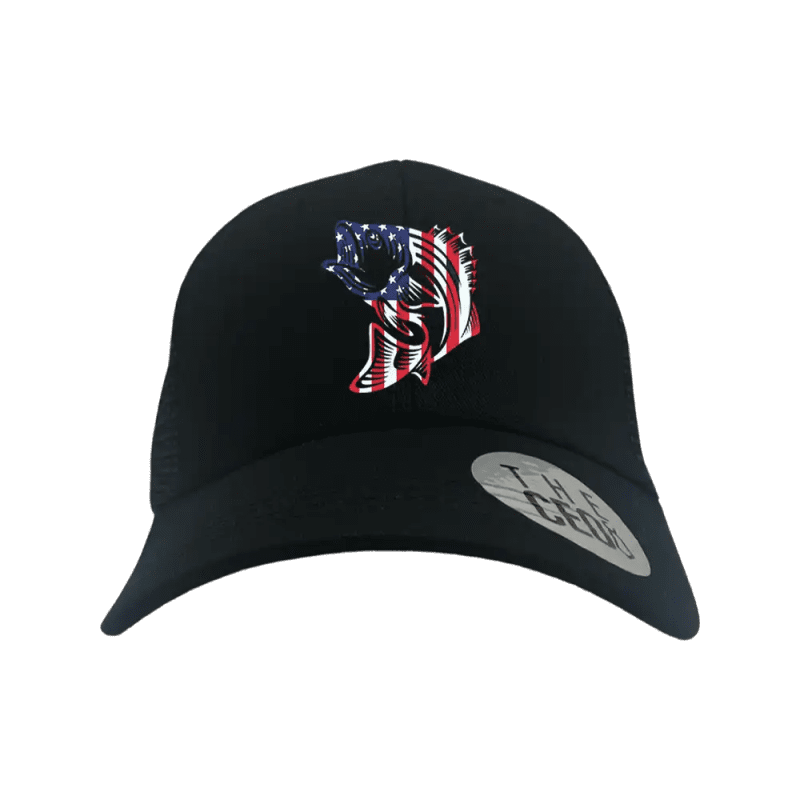 American Flag Fish Embroidered Trucker Hat