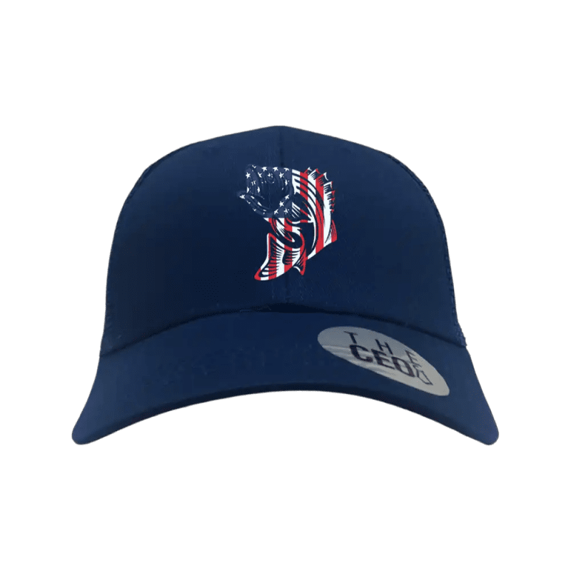 American Flag Fish Embroidered Trucker Hat