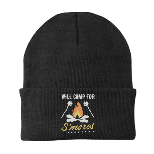 Will Camp For Smores Embroidered Beanie