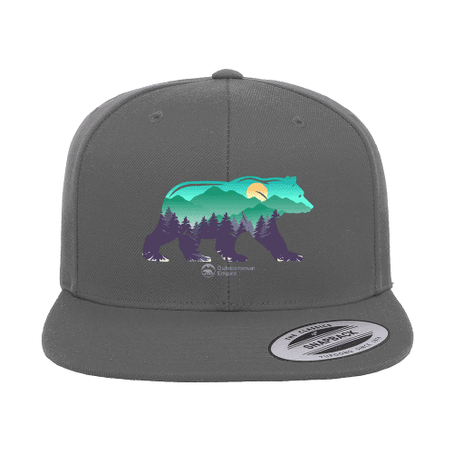 Bear Printed Flat Bill Cap