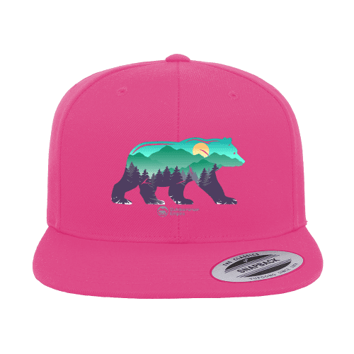 Bear Printed Flat Bill Cap