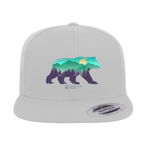 Bear Printed Flat Bill Cap