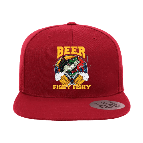 Beer fishy fishy 2 flatbill hat red