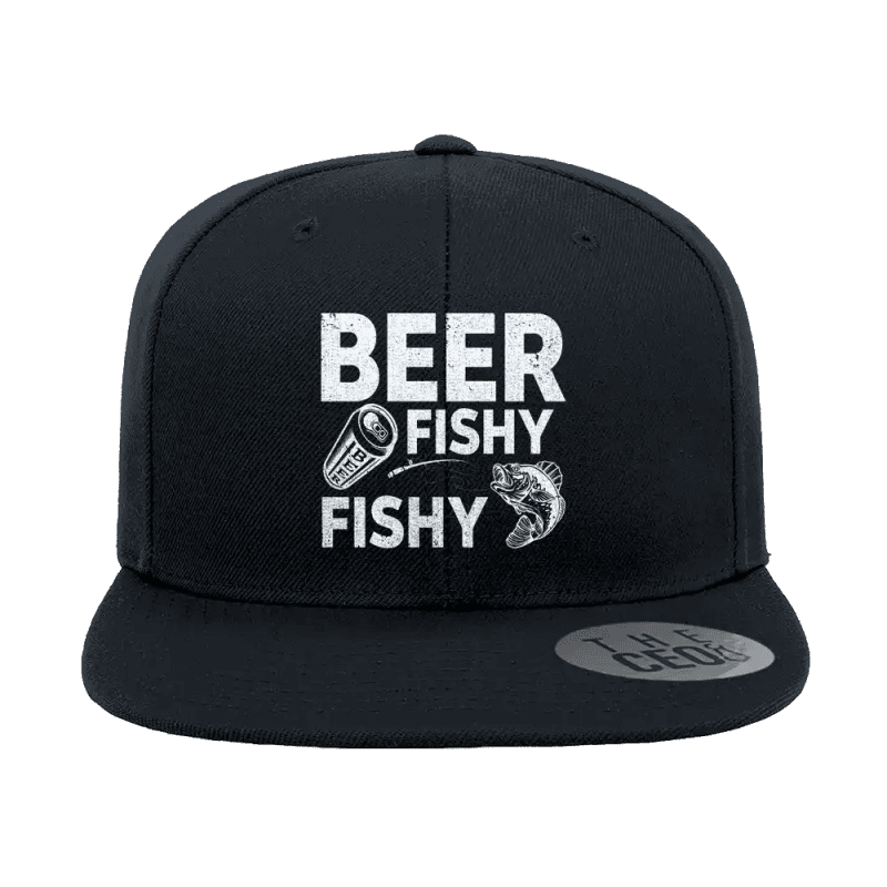 Beer Fishy Fishy Embroidered Flat Bill Cap