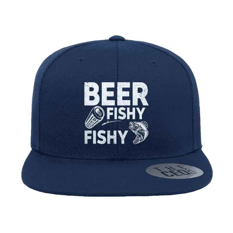 Beer Fishy Fishy Embroidered Flat Bill Cap