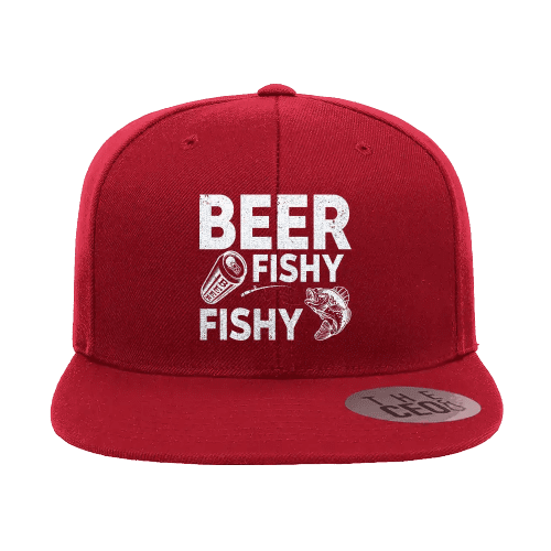 Beer Fishy Fishy Embroidered Flat Bill Cap