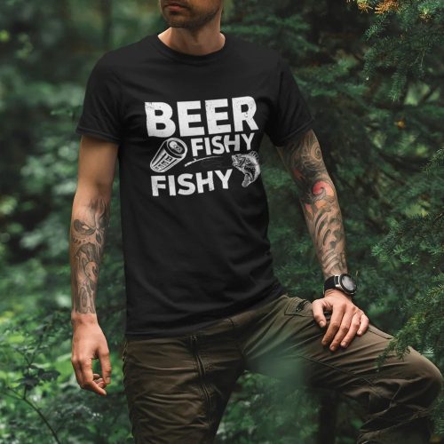 Beer fishy fishy men t shirt black model