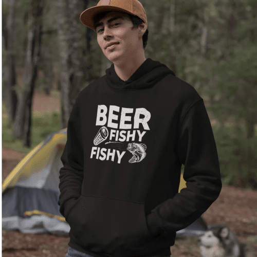 Beer fishy fishy unisex hoodie black model