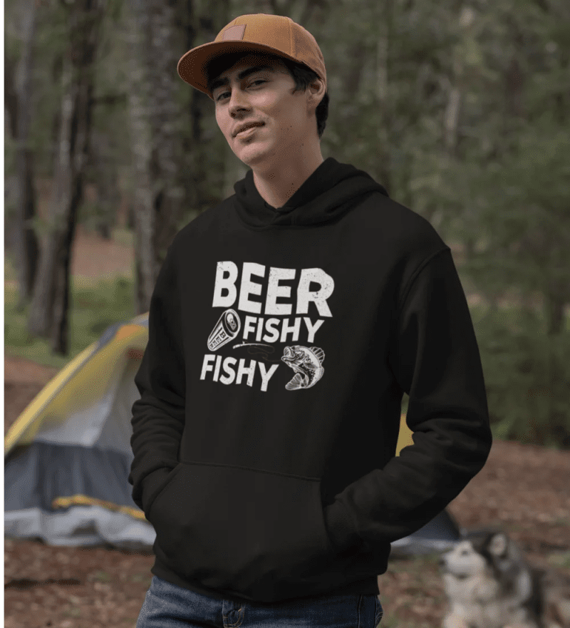 Beer fishy fishy unisex hoodie black model