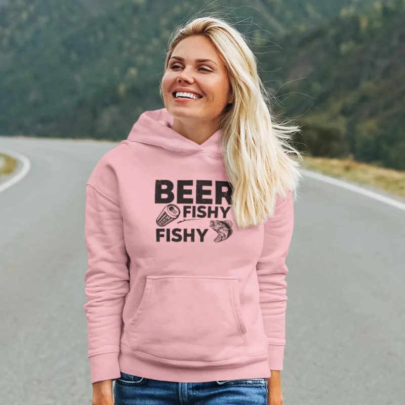 Beer fishy fishy unisex hoodie pink model