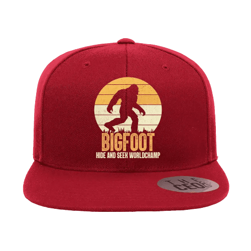 Bigfoot Hide And Seek Embroidered Flat Bill Cap