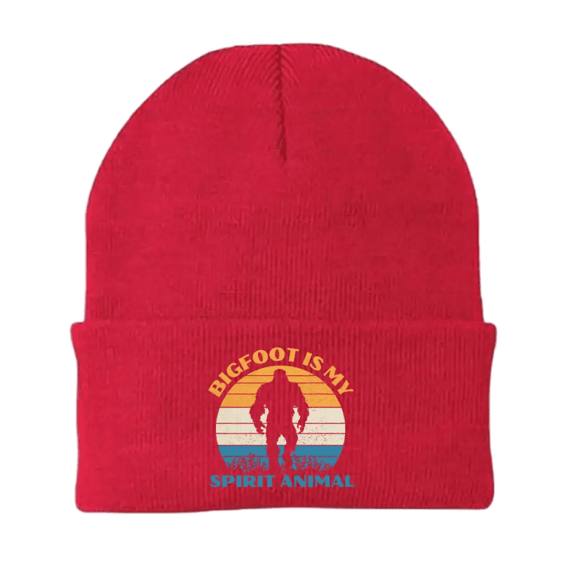 Bigfoot Is My Spirit Animal Embroidered Beanie