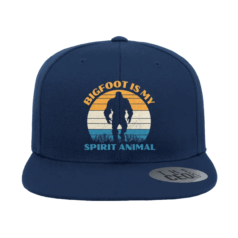 Bigfoot Is My Spirit Animal Embroidered Flat Bill Cap