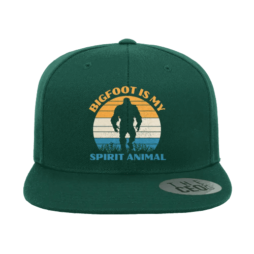 Bigfoot Is My Spirit Animal Embroidered Flat Bill Cap