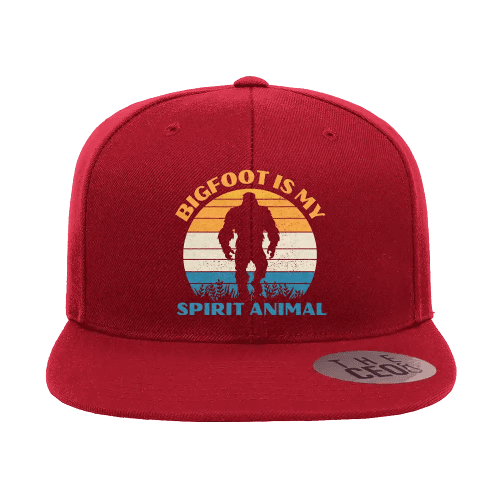 Bigfoot Is My Spirit Animal Embroidered Flat Bill Cap