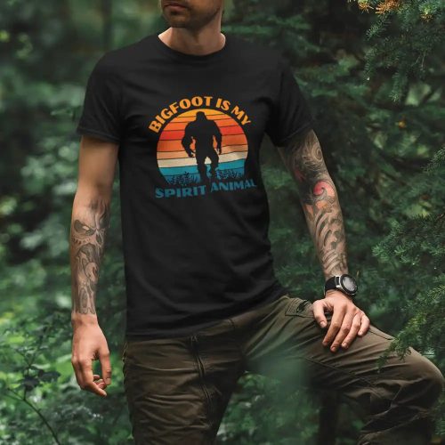 Bigfoot Is My Spirit Animal Men Tshirt Black Model