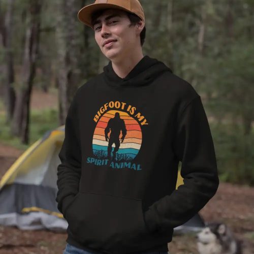 Bigfoot Is My Spirit Animal Unisex Hoodie Black Model