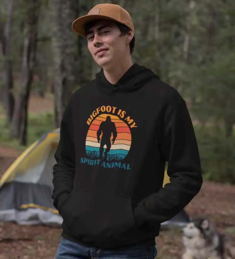 Bigfoot Is My Spirit Animal Unisex Hoodie Black Model