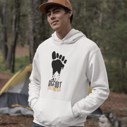 Bigfoot Lives Matters Unisex Hoodie White Model