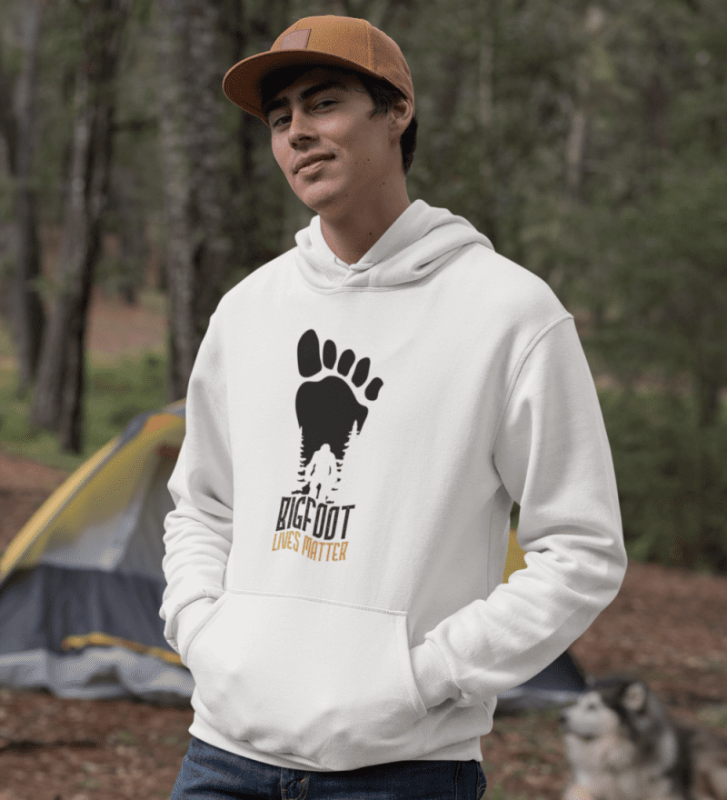 Bigfoot Lives Matters Unisex Hoodie White Model