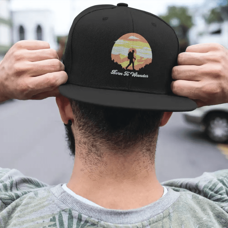 Born To Wander Flatbill Cap Black Model