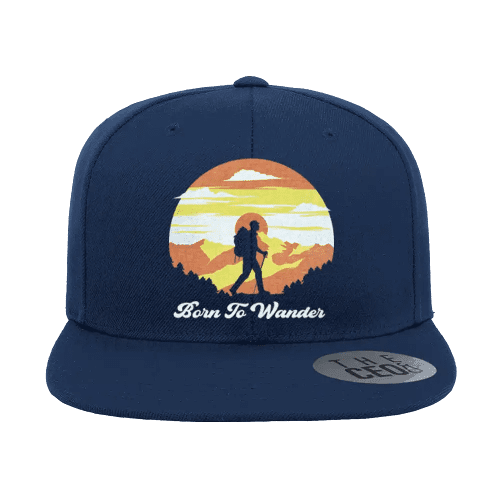 Born To Wander Embroidered Flat Bill Cap