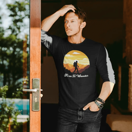 Born To Wander Men Longsleeve Black Model