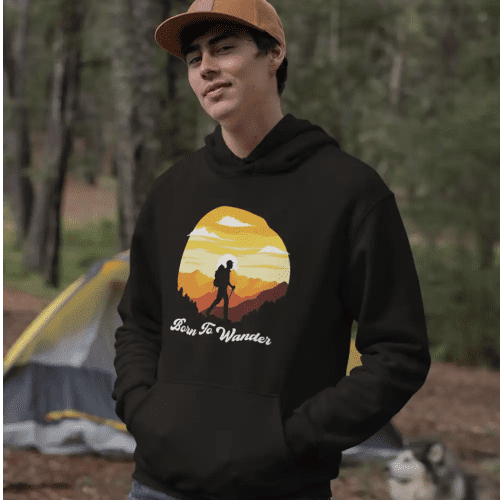 Born To Wander Unisex Hoodie Black Model