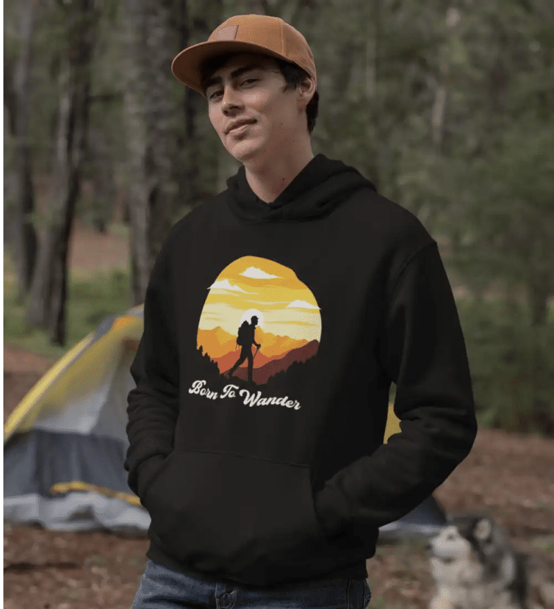 Born To Wander Unisex Hoodie Black Model