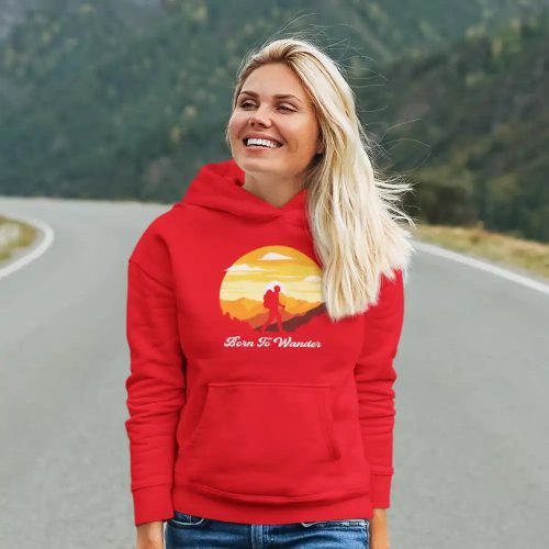 Born To Wander Unisex Hoodie Red Model F